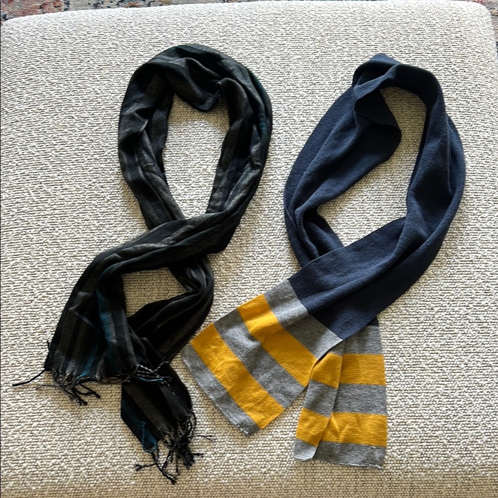 Stylish Men's Scarf Set - Black and Yellow